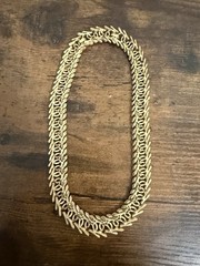 CROWN TRIFARI Link necklace Signed textured vine GOLD Tone Metal Vtg Jewelry
