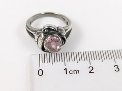 Vtg Sterling Silver 925 Art Nouveau Style Pink Solitaire Stone Ring Size 5.25