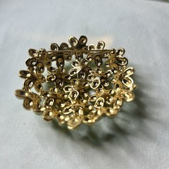 Vintage Mint Green Enamel And Rhinestone Flower Cluster Brooch 1960s