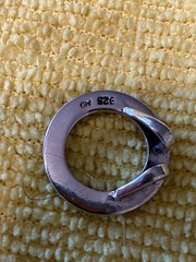 Vintage 925 Sterling Silver Marcasite Open Circle Slide Pendant Hidden Bail
