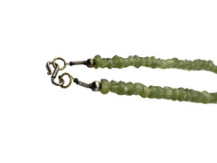 Vintage Chunky Green Prehnite Beaded Chip Nugget Necklace Handmade 18″ Choker