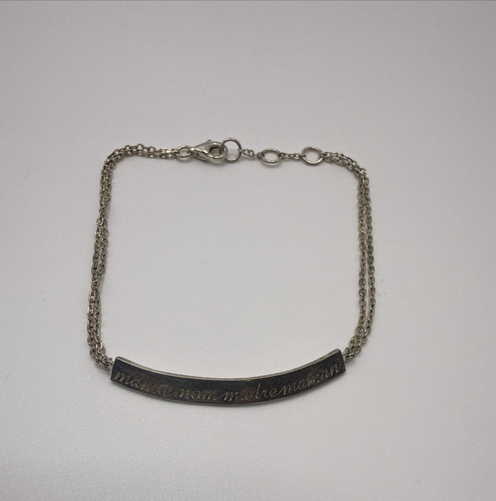 Vintage ID Sterling Silver 925 Bracelet Engraved double chain Mama Mom