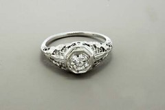 0.66Ct White Round Simulated Diamond Vintage Engagement Ring 925 Sterling Silver