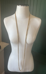 Vintage crown Trifari 3 strand Gold tone necklace 56in Long P5