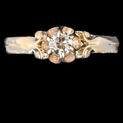 Vintage Old European Cut Diamond 14k Yellow Gold Ring by Lander Bros Engagement