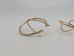 Large 14k Gold Twisted Hoop Earrings. 3″ Intertwined Twisted Double Wire Hoop Ea