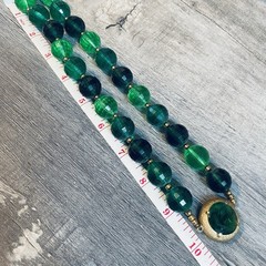 Vintage Green Lucite Statement Necklace Mid Century Boho Chic Bohemian 18”