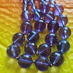 Vintage Double Strand Purple Faceted Bead Necklace
