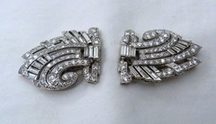 ANTIQUE ART DECO 3.75 CARATS DIAMONDS PLATINUM DUETTE STYLE BROOCH PIN 15.78GRAM