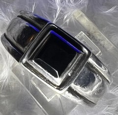 Onyx Sterling Silver 0.925 VINTAGE Men’s 5/16″ N to S TOP BAND RING size 9.75