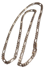 Vintage Classic Retro Style Chain Figaro Link Necklace Silver Tone Metal 22″ GUC