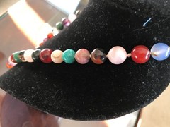 SUPERB VINTAGE CHINESE JADE /AGATE QUARTZ TURQUOISE SILVER BEADS