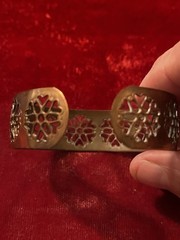 Vintage Copper Bangle Cuff Bracelet With Hearts 3/4” Wide