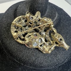 Beautiful Gold Tone Vibrant Shades of Blue Rhinestone Brooch Pin Pendant