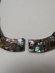 Vintage Taxco Sterling Silver Abalone Necklace Inlaid MCM Choker *Needs Repair*