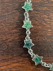 Vintage Multi-Color Abalone Star Silver Tone Bracelet 7″