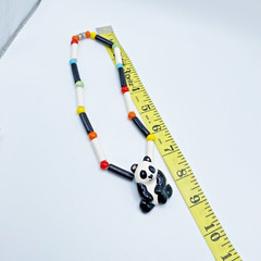 Vintage Flying Colors Necklace Panda Bear Ceramic Collectible Kitsch 1980s 15.5″