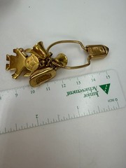 Vintage Monet Pendant Charm Dangle Goldtone Girl Tinman Hat Bells For Necklace