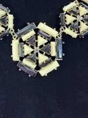 Vtg MCM Brutalist Art Deco Revival Statement Necklace Geometric Medallion