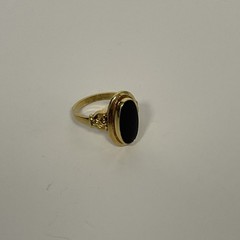 Vintage Danecraft Gold Tone Onyx Ring Size 5.25 adjustable