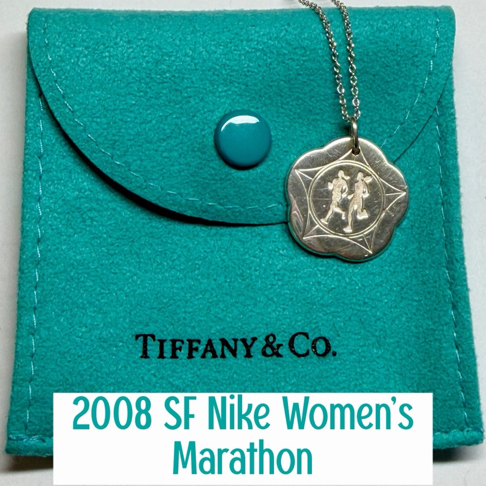 Tiffany 2008 Women Nike Marathon San Francisco Charm Pendant Silver 16”Necklace