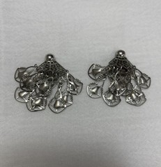 Vintage Norwegian Sølje filigree dangle clip on earrings silver tone