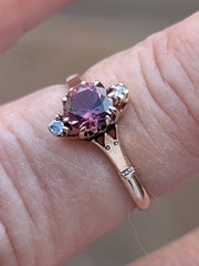 Beautiful 10 K Victorian Ring With Quality Pink Tourmaline And Diamonds Sz 5.5