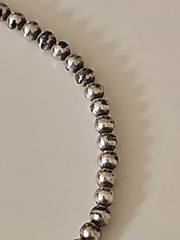 Vtg 7″ LEX 925 Silver Navajo Pearl Bracelet Silver Bell Charm 7.17g
