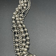 VTG Signed PISCITELLI 7 Strands Silver & Gold Tone Rams Head Statement Necklace
