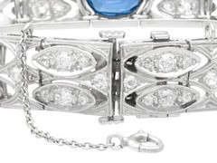 Art Deco 2.90Ct Basaltic Sapphire and 5.40Ct Diamond Platinum Bracelet