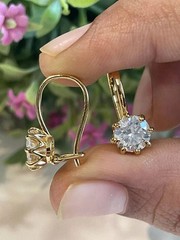Art Deco Style Lab Created Diamond Engagement 14K Gold FN Drop/Dangle Earrings