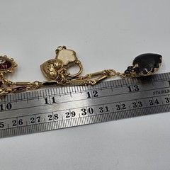 Vintage Joan Rivers Hearts and Flowers 26″ Gold Tone Necklace 19 Charms IOB