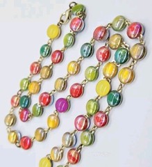 Retro Couture Necklace Long Circles Multicolored 28 in Gold tone Vintage