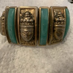 Vintage Egyptian Revival Expandable Bracelet (Harwood?) For Parts Or Repair.