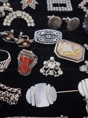 ANTIQUE VINTAGE Deco Sterling Mix Rhinestone JEWELRY LOT All Wearable 400grams