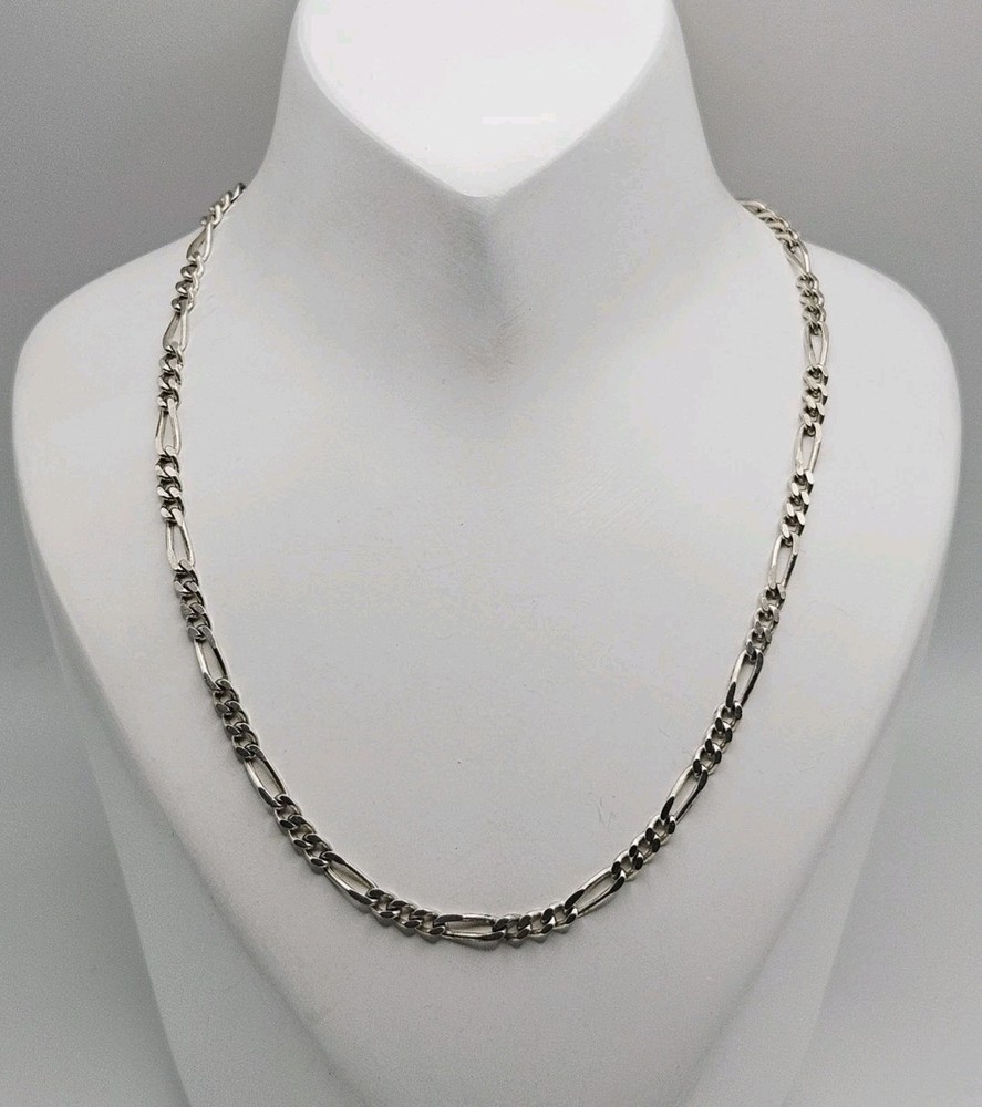 FAS Sterling Silver Vintage Figaro Link 2.5mm Chain Necklace 24″