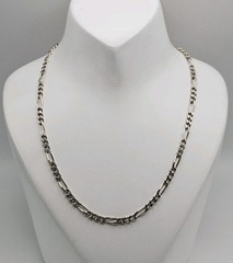 FAS Sterling Silver Vintage Figaro Link 2.5mm Chain Necklace 24″