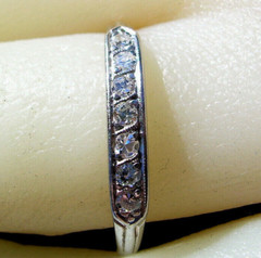 Original EARTH MINED DIAMOND Deco Wedding Band 14K WHITE GOLD Antique Slim Ring
