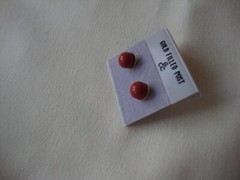 VINTAGE 1970s CLASSIC RED JASPER 6MM BALL GOLD FILLED POST STUD EARRINGS