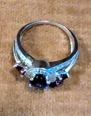 Beautiful Tanzanite, Tourmaline & Diamond 14k White Gold Designer Ring Sz 9