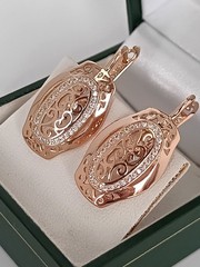 Vintage 1990-s 14 Ct Rolled Gold Zircons Earrings-Hallmarked 585 RG