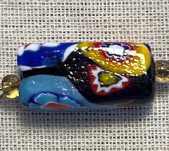 Rare Vtg Colorful Murano Millefiori Rectangular 5/8″ Bead Necklace Almost 23″L