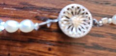 Vtg Faceted Aurora Borealis Crystal Bead Faux Pearl Sterling Clasp 17″ Necklace