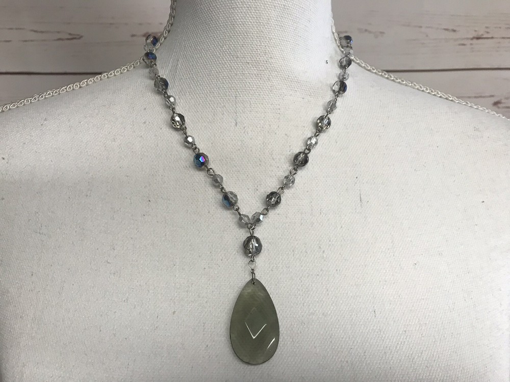 Cookie Lee Faceted glass Crystal long Silver Strand Necklace NEW 89686 $26