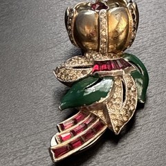 Vintage Patent-Number Trembler Figural Flower Clip / Brooch 1940s