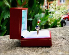 Antique Edwardian Era 18k Gold Sugarloaf Sapphire Diamond Cluster Ring