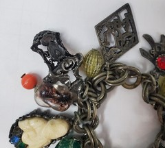 Vintage Asian Inspired Themed Chunky Charmed Bracelet 7″