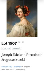 Vintage Hand Painted Porcelain Cameo Brooch Portrait Of Auguste Strobel 1891