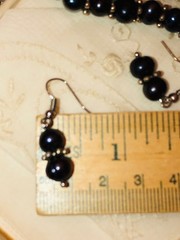 Black Dark Grey Peacock Pearl Necklace Bracelet Earrings Silver Vtg New Minte