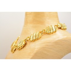 Vintage Statement Collar Necklace Polished Gold Linked Chain Chunky 1980s Bin1